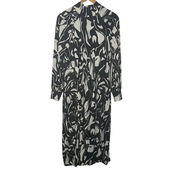 INC International Concepts Printed Asymmetrical Ruched Long Sleeve Midi Dress XL - Picture 1 of 11